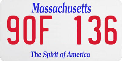 MA license plate 9OF136