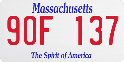 MA license plate 9OF137