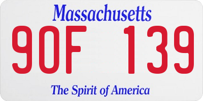 MA license plate 9OF139