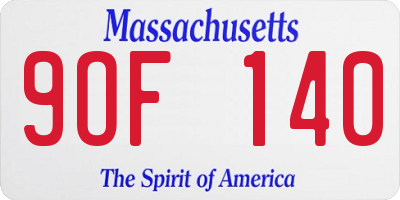 MA license plate 9OF140