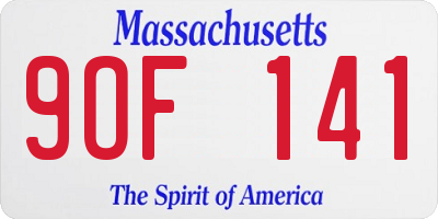 MA license plate 9OF141