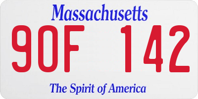 MA license plate 9OF142