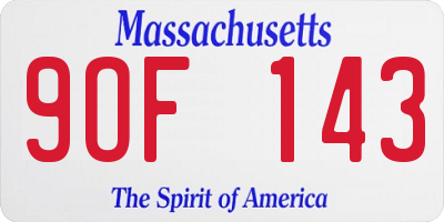 MA license plate 9OF143