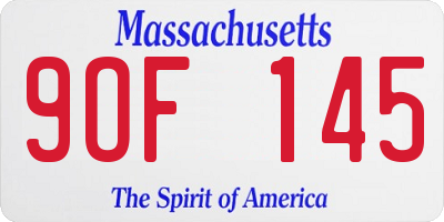 MA license plate 9OF145