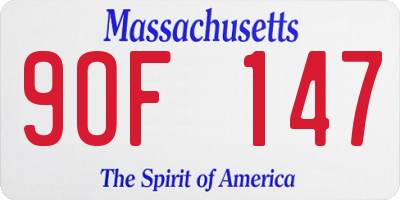MA license plate 9OF147