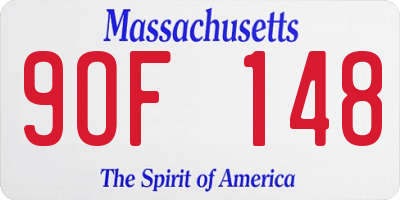 MA license plate 9OF148