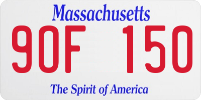 MA license plate 9OF150