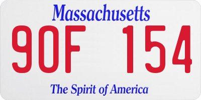 MA license plate 9OF154