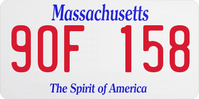 MA license plate 9OF158