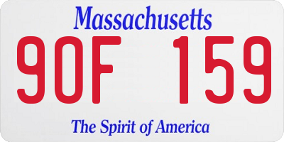 MA license plate 9OF159
