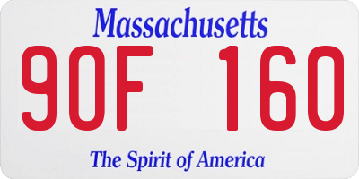 MA license plate 9OF160