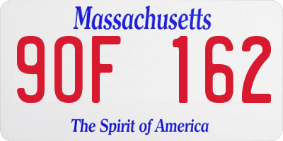 MA license plate 9OF162