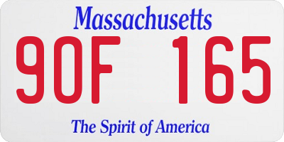 MA license plate 9OF165