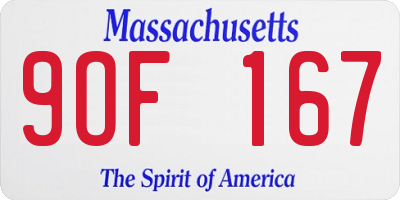 MA license plate 9OF167
