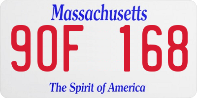 MA license plate 9OF168