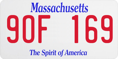 MA license plate 9OF169