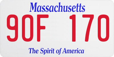 MA license plate 9OF170
