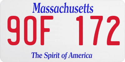 MA license plate 9OF172
