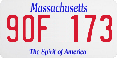 MA license plate 9OF173