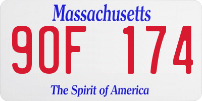 MA license plate 9OF174