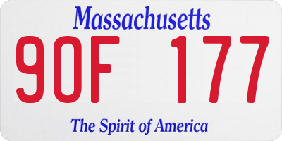 MA license plate 9OF177