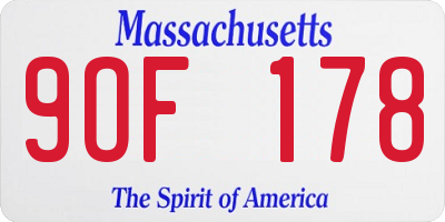 MA license plate 9OF178