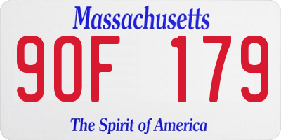 MA license plate 9OF179