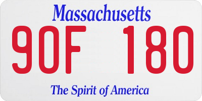 MA license plate 9OF180