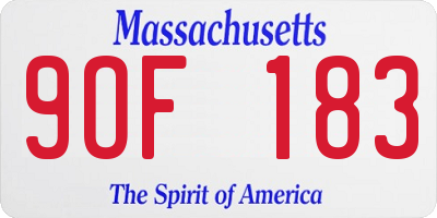 MA license plate 9OF183