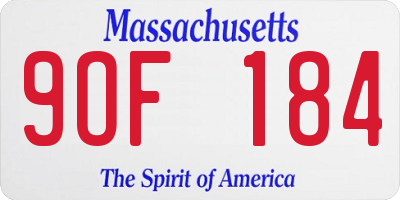MA license plate 9OF184