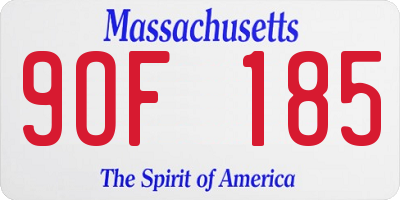MA license plate 9OF185