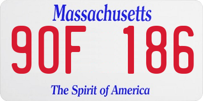 MA license plate 9OF186