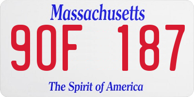 MA license plate 9OF187