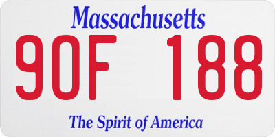 MA license plate 9OF188