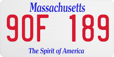 MA license plate 9OF189