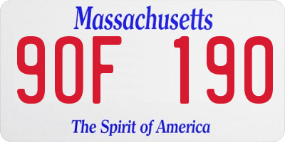 MA license plate 9OF190