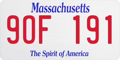 MA license plate 9OF191
