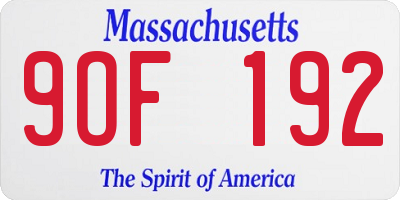MA license plate 9OF192