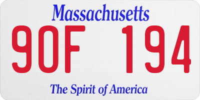 MA license plate 9OF194