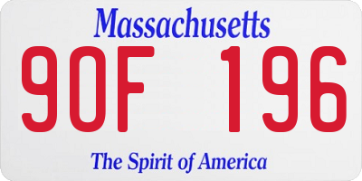 MA license plate 9OF196