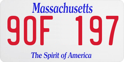 MA license plate 9OF197