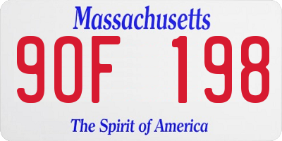 MA license plate 9OF198