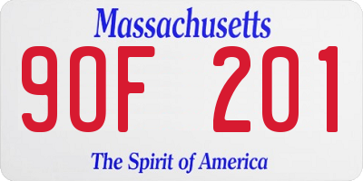 MA license plate 9OF201