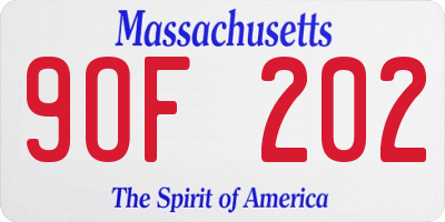 MA license plate 9OF202