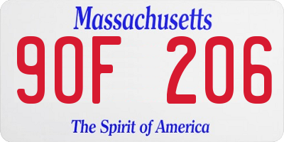 MA license plate 9OF206