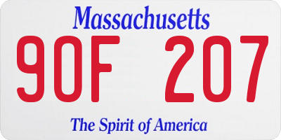 MA license plate 9OF207