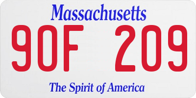 MA license plate 9OF209