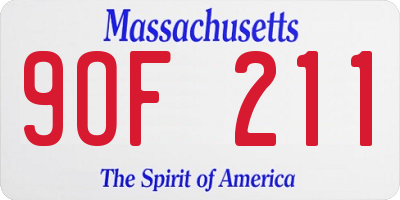 MA license plate 9OF211