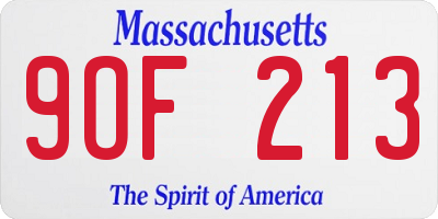 MA license plate 9OF213