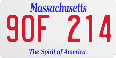 MA license plate 9OF214